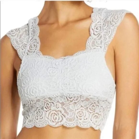Free People Chase Me Lace Pullover Brami Crop Top Large NWT - Picture 1 of 4